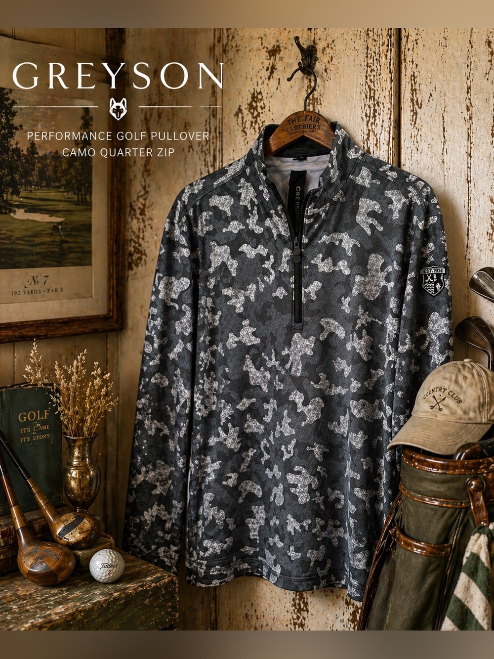 Greyson Camo Quarter Zip Pullover | Performance Golf Top Men’s